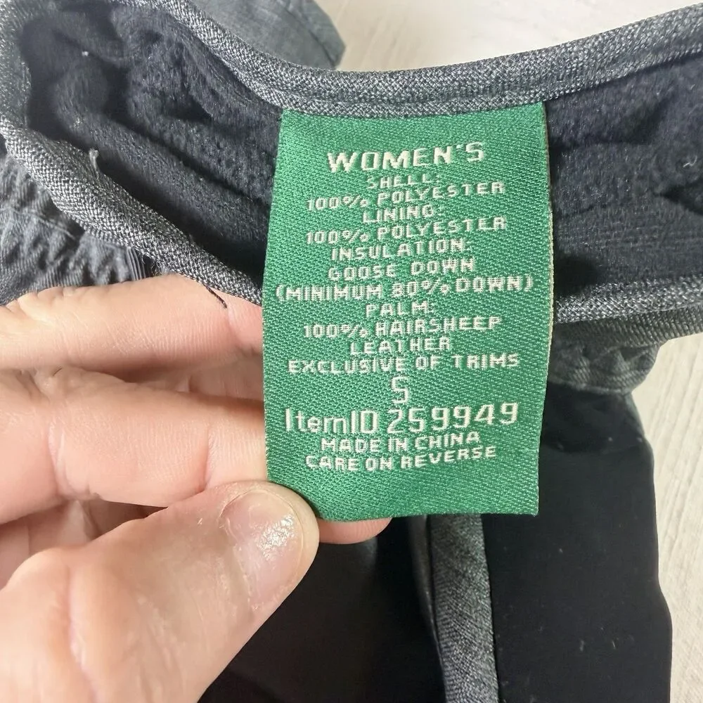 LL BEAN Women's Baxter State Gloves Small Goose Down Hairsheep Leather Gray